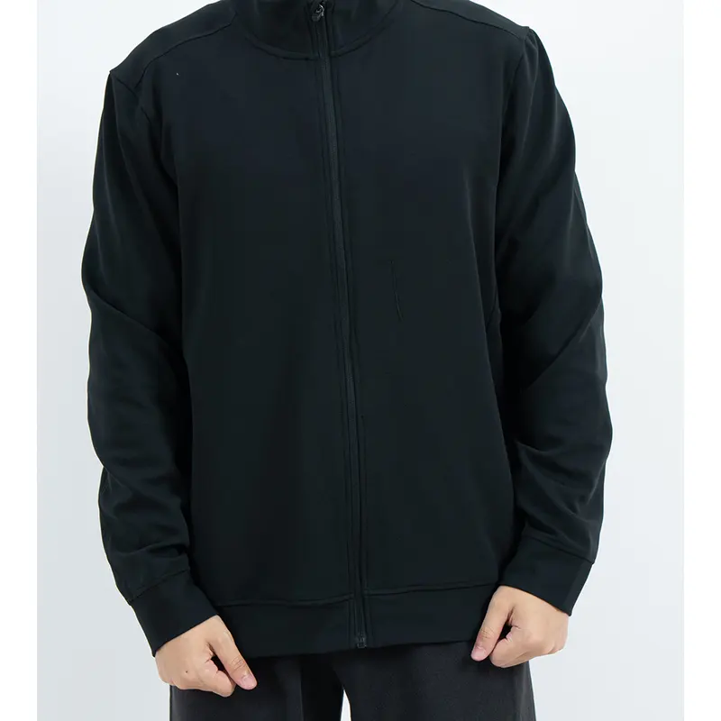 Black Full-Zip Track Jacket with Shoulder and Back Panels Black Full-Zip Track Jacket with Shoulder and Back Panels