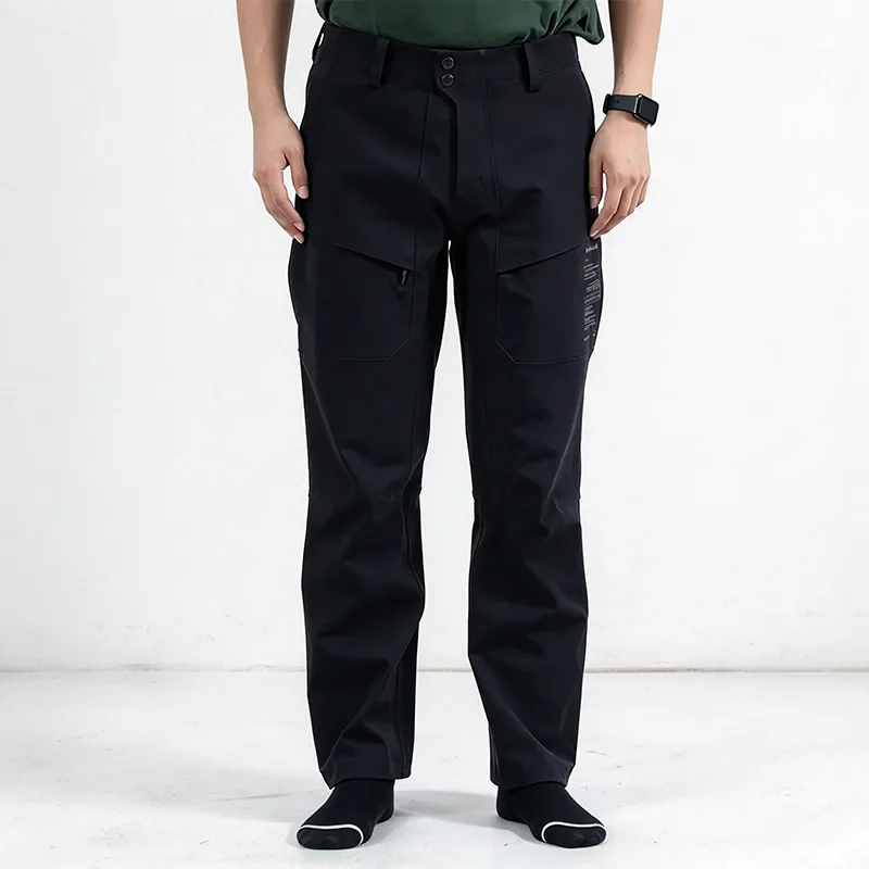 Black Waterproof Hardshell Cargo Pants with Thermal Fabric and Side Zips Black Waterproof Hardshell Cargo Pants with Thermal Fabric and Side Zips