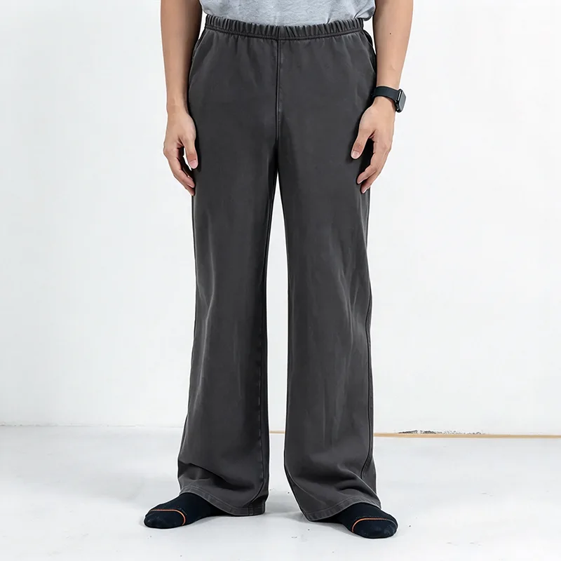 Charcoal Wide-Leg Sweatpants with Faded-Look Seams Charcoal Wide-Leg Sweatpants with Faded-Look Seams