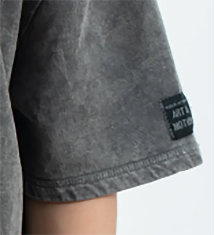 Charcoal Oversized T-Shirt with Mottled Faded Effect and Sleeve Label