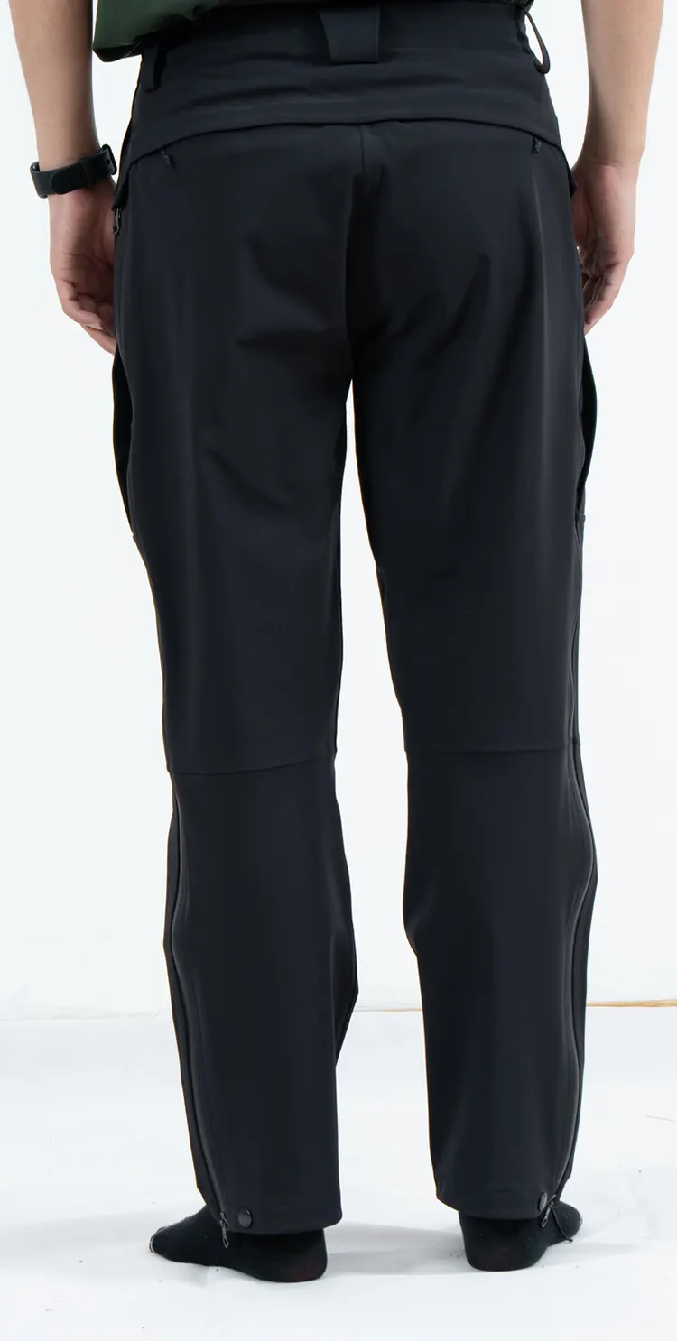 Black Waterproof Hardshell Cargo Pants with Thermal Fabric and Side Zips