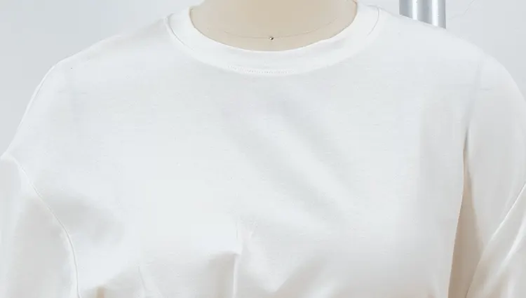 White Oversized Crew Neck T-Shirt with Gathered Waist and Round Ornament