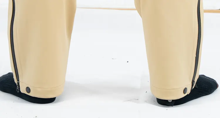 Beige Waterproof Hardshell Cargo Pants with Thermal Fabric and Long Side Zips