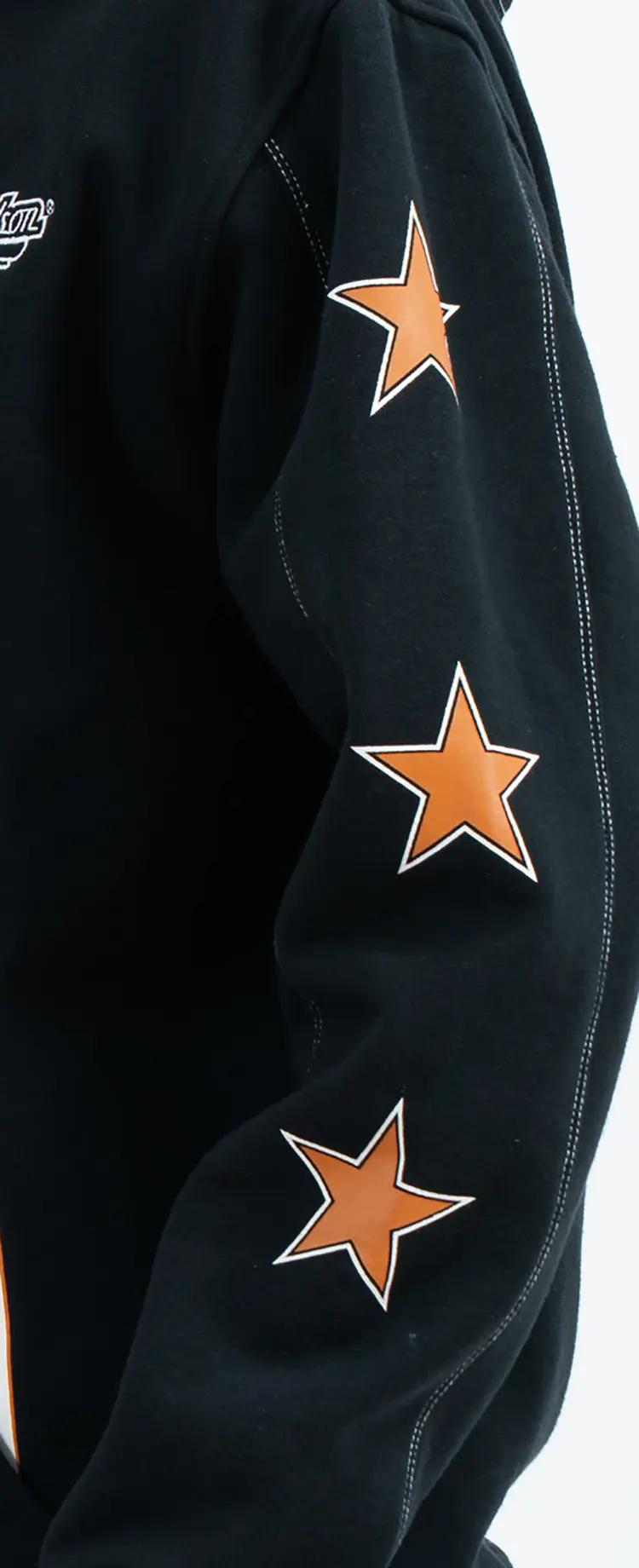 Graphic Zip-Up Hoodie with Eagle Back Artwork and Star Sleeves