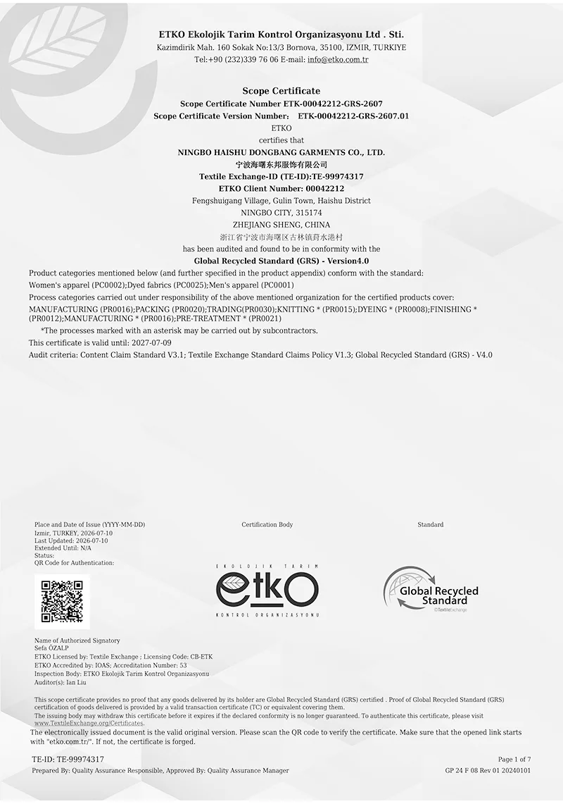 Product quality certification