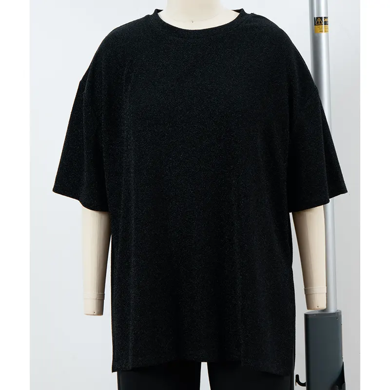 Oversized Drop-Shoulder T-Shirt with Textured Surface and Side Slits