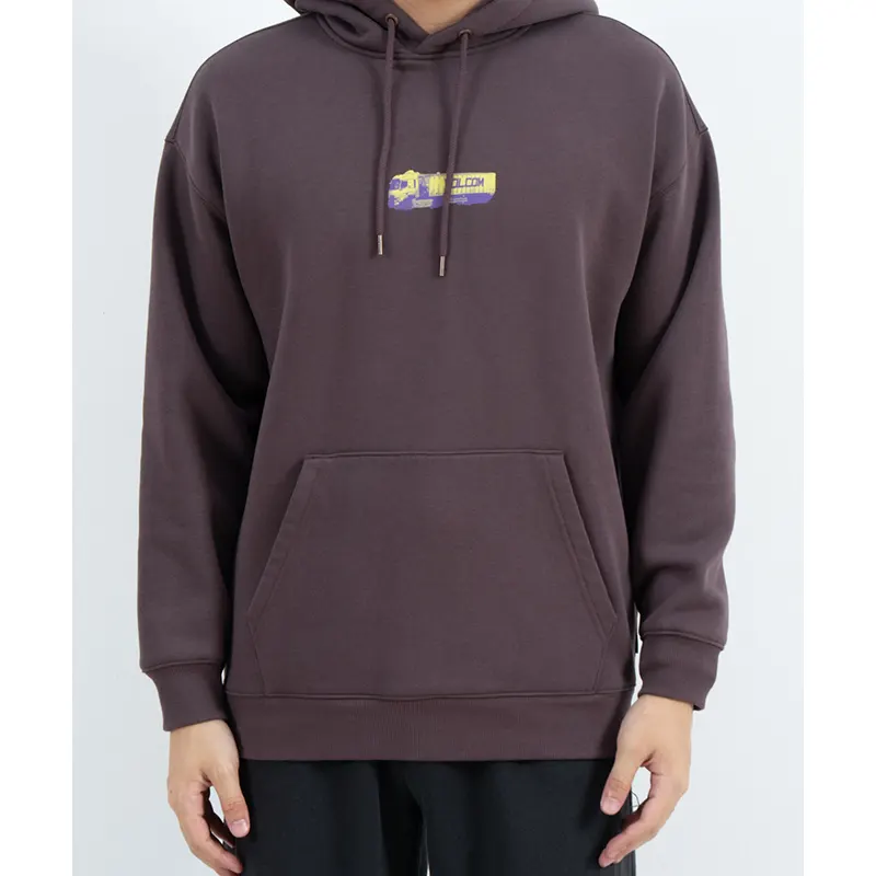 Pullover Hoodie with Kangaroo Pocket and Multicolor Truck Back Graphic